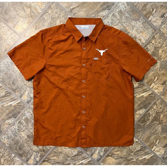 Columbia Other - Columbia PFG Shirt Men XL Orange Texas Longhorns Fishing Short Sleeve